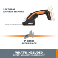 Worx WG801.9 20V Power Share 4" Cordless Shear And 8" Shrubber Trimmer (Tool Only)