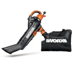 Worx WG509 12 Amp TRIVAC 3-in-1 Electric Leaf Blower With All Metal Mulching System