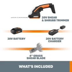Worx WG801 20V Power Share 4" Cordless Shear And 8" Shrubber Trimmer
