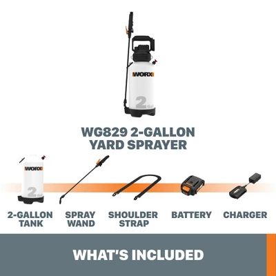 Worx WG829 20V Power Share Cordless Yard Sprayer Battery And Charger Included 1 Worx WG829 20V Power Share Cordless Yard Sprayer Battery And Charger Included