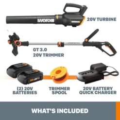 Worx WG928 Power Share 20V GT 3.0 Trimmer & Turbine Blower (Batteries & Charger Included)