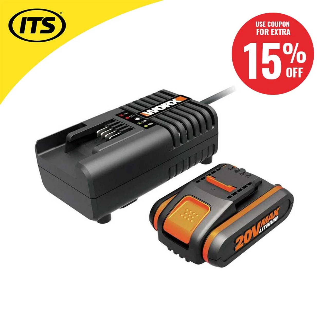 Worx WA3601 2.0Ah 20V Li-Ion Battery & Charger Pack 4 Worx WA3601 2.0Ah 20V Li-Ion Battery & Charger Pack - Image 4