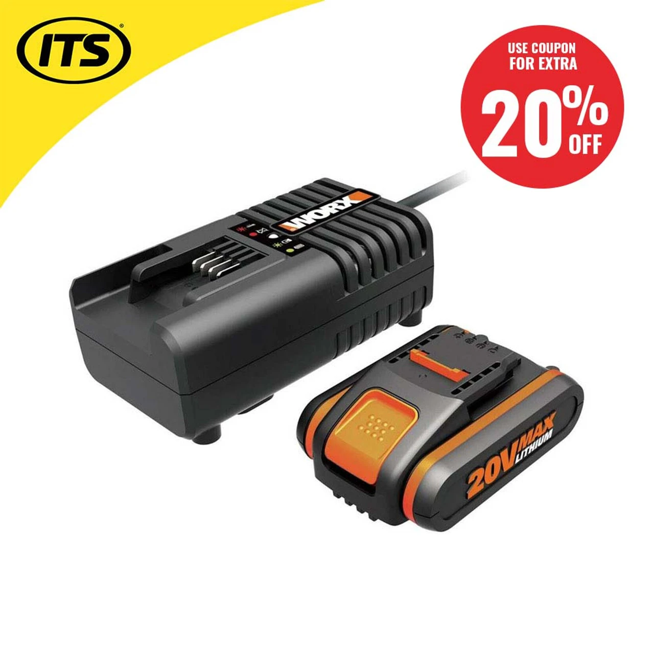 Worx WA3601 2.0Ah 20V Li-Ion Battery & Charger Pack 5 Worx WA3601 2.0Ah 20V Li-Ion Battery & Charger Pack - Image 5