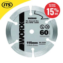 Worx 115mm 60 Grit Diamond Blade For WORXSAW XL -Worx Power Sales Store WRXWA5048 ebay15 76279.1660317743
