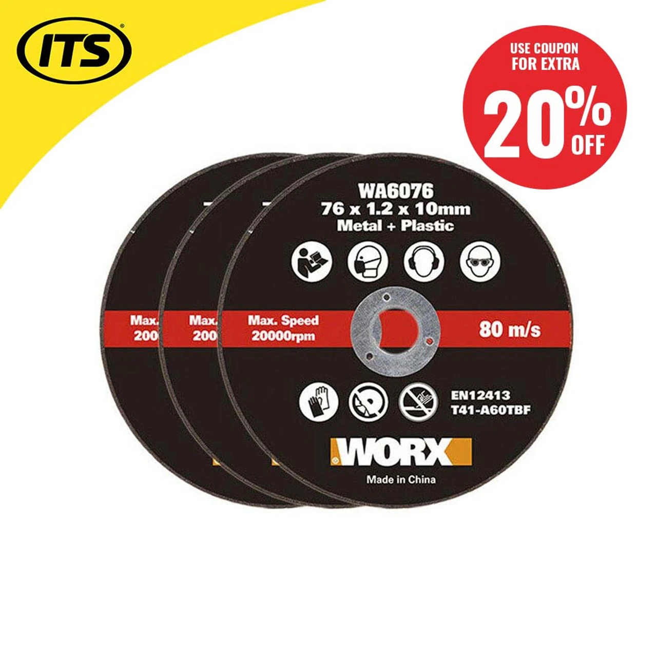 Worx Metal & Plastic 76mm Discs For Mini Cutter 3 Pack 5 Worx Metal & Plastic 76mm Discs For Mini Cutter 3 Pack - Image 5