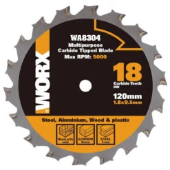 Worx 120mm X 9.5mm 18T WORXSAW Multi-Purpose Circular Saw Blade