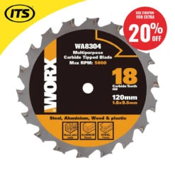 Worx 120mm X 9.5mm 18T WORXSAW Multi-Purpose Circular Saw Blade 11 Worx 120mm X 9.5mm 18T WORXSAW Multi-Purpose Circular Saw Blade -Worx Power Sales Store WRXWA8304 ebay20 50645.1660317839