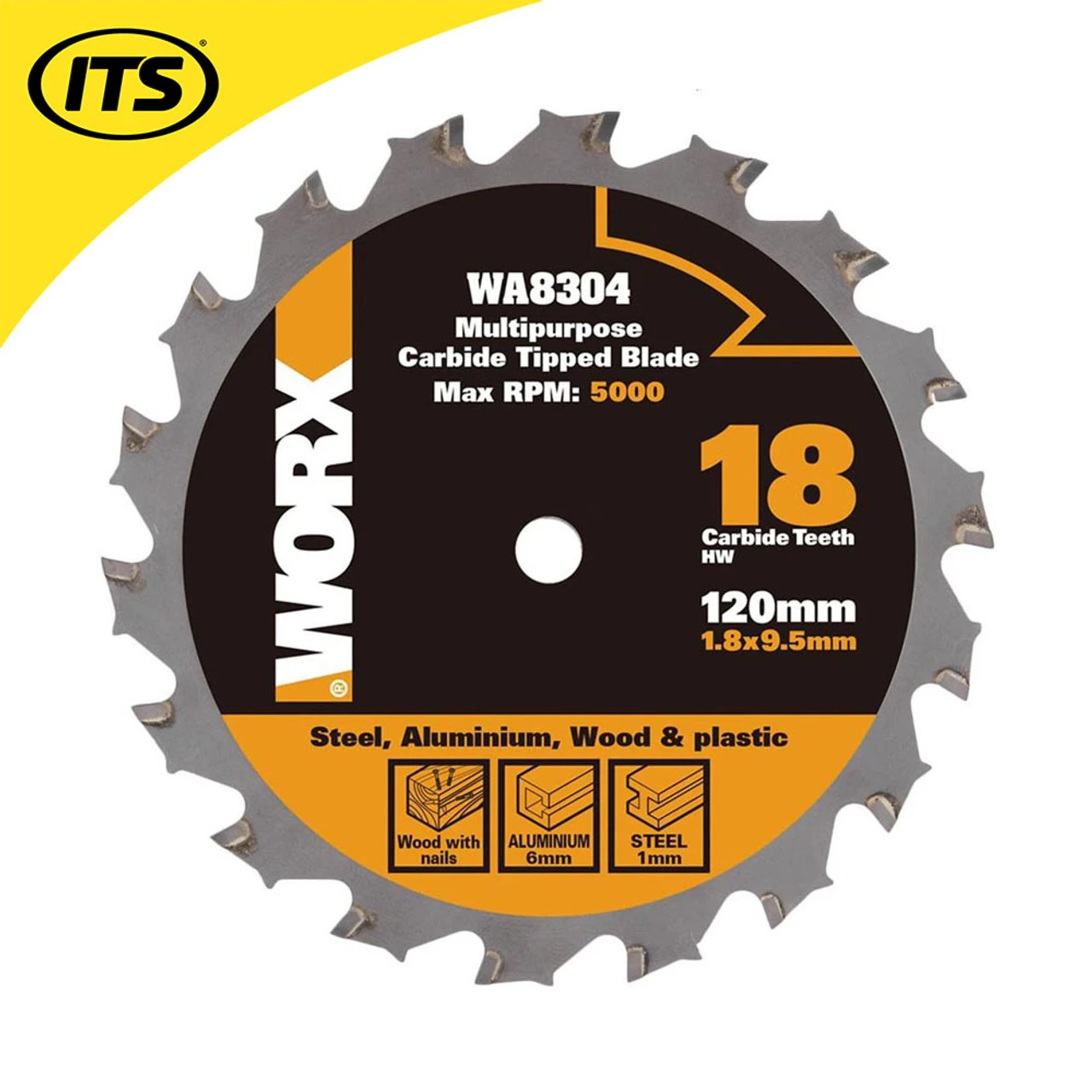 Worx 120mm X 9.5mm 18T WORXSAW Multi-Purpose Circular Saw Blade 3 Worx 120mm X 9.5mm 18T WORXSAW Multi-Purpose Circular Saw Blade - Image 3