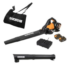 Worx WG583E 40V Brushless Cordless Blower/Vacuum, 2x 4.0Ah Batteries & Charger
