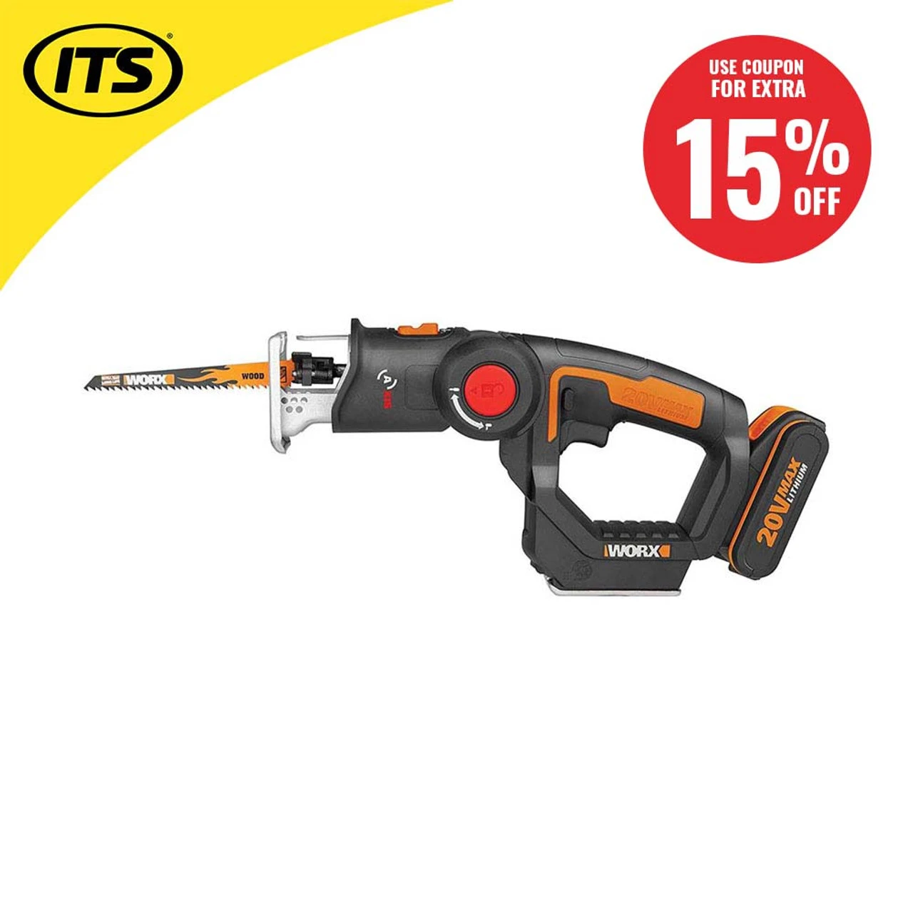 Worx WX550 20V MAX Reciprocating Saw/Jigsaw With 1x 2.0Ah Battery & Charger 7 Worx WX550 20V MAX Reciprocating Saw/Jigsaw With 1x 2.0Ah Battery & Charger - Image 7