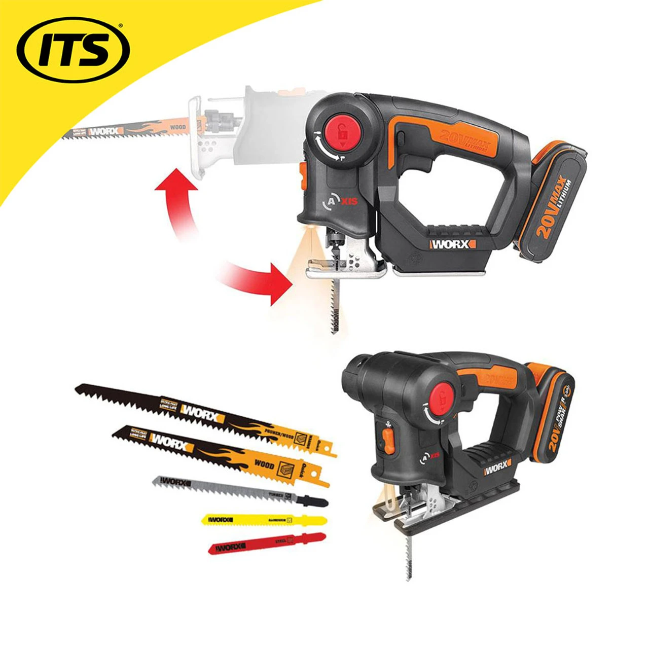 Worx WX550 20V MAX Reciprocating Saw/Jigsaw With 1x 2.0Ah Battery & Charger 15 Worx WX550 20V MAX Reciprocating Saw/Jigsaw With 1x 2.0Ah Battery & Charger - Image 15